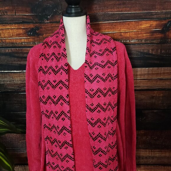 NWT White Stag Scarf Sweater Set Plus Size 22W 24W Magenta Soft Warm Chenille - Picture 6 of 10